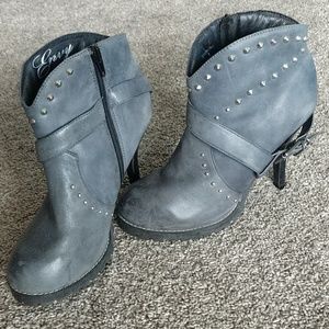 Gray ankle boots
